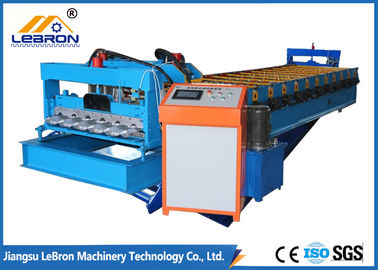 PLC Control Glazed Tile Roll Forming Machine , Hydraulic Cut Roof Tile Making Machine